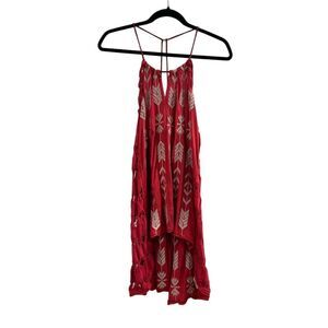 Free People XS Red Arrow Print Tunic Tank Strappy Sleeves Boho Style